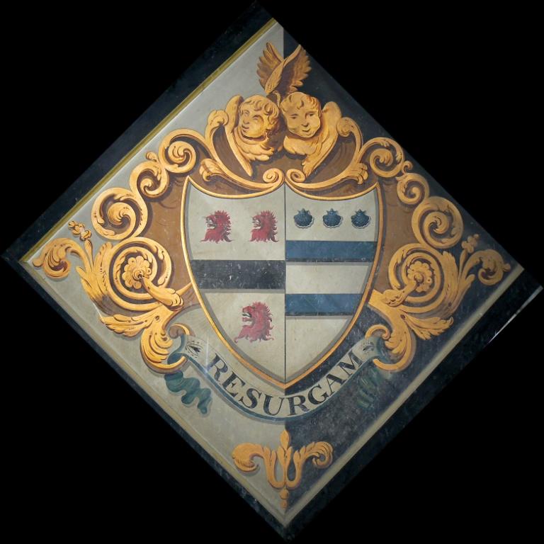 A diamond-shaped Fermor hatchment with the motto Resurgam