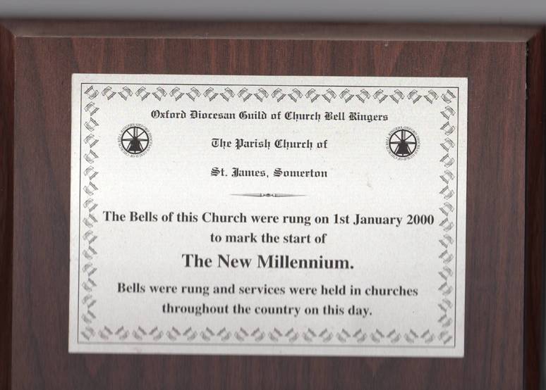 Plaque recording the millennium ringing