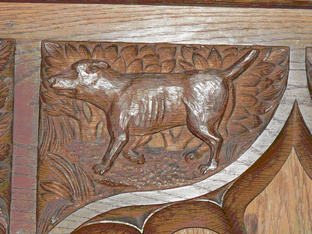 A carved figure on the choir stalls