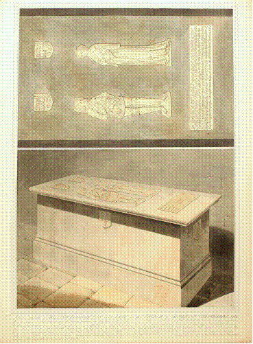 Watercolour of tomb of William Fermor by Thomas Trotter for Royal Society of Antiquaries 1801