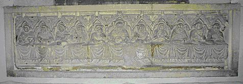 The carved stone reredos of the Last Supper