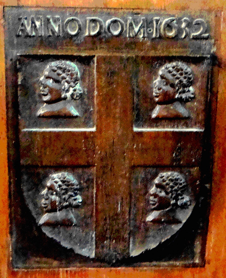 Carved panel dated 1632 with the arms of William Juxon.