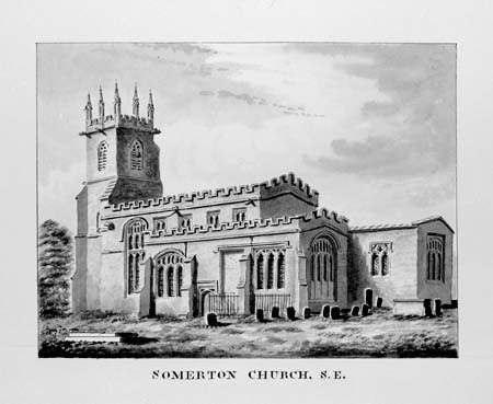 A drawing of St James's Church from the south-east