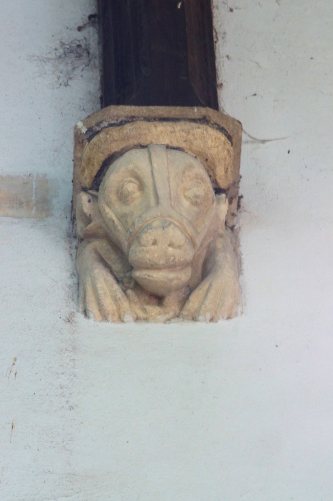 A carved stone corbel