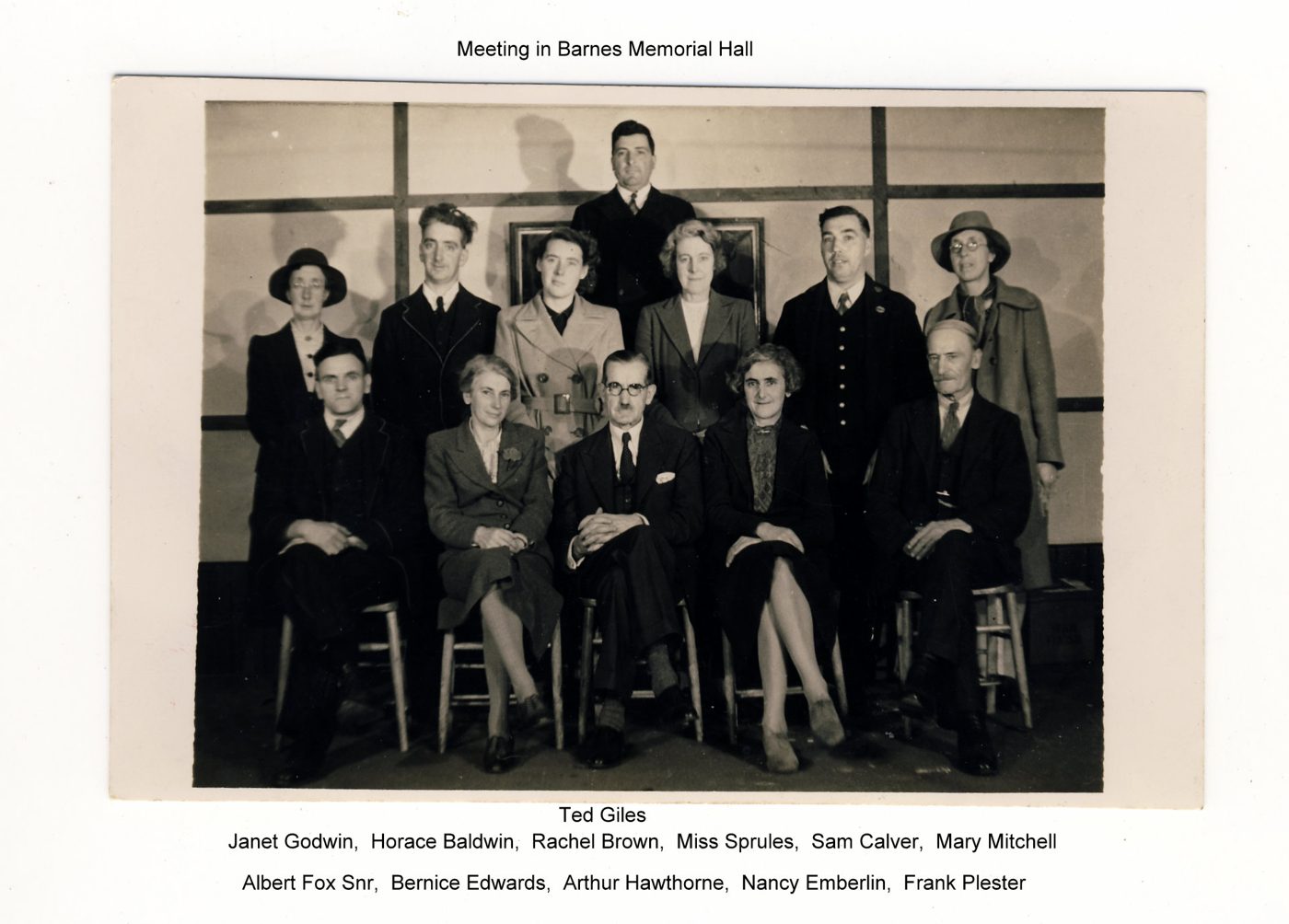 VPA members photographed at a meeting in the Barnes Memorial Hall